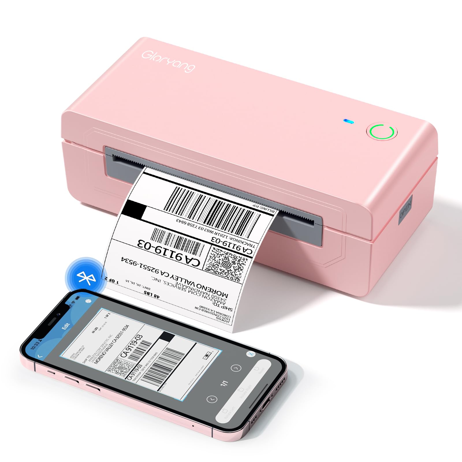Gloryang Bluetooth Thermal Shipping Label Printer, 4X6 Inkless Label Machine for iOS, Android, Laptop, Wireless Printer for Small Business, Compatible with Amazon, UPS, Shopify, Pink-image-49