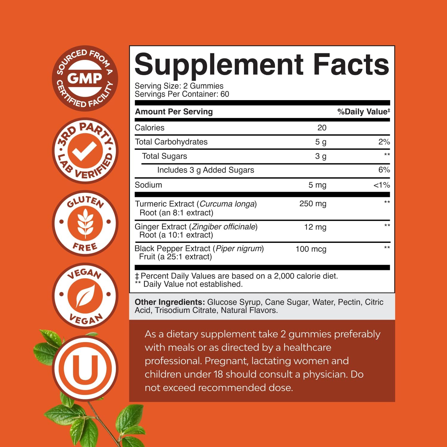 Natures Craft Turmeric Gummies for Adults - Extra Strength Immune Support Gummies with Turmeric Curcumin, Black Pepper Extract and Ginger - Peach Flavor Vitamins for Adults - 120 Count