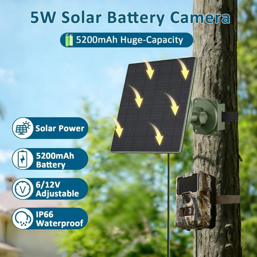 Panneau solaire 5 W 5200 mAh pour batterie, IP66, 6 V/12 V pour
