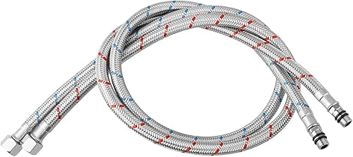 Miniatura 5 de Launceter Líneas de suministro de grifo de 24 pulgadas de largo, conector de grifo de manguera de suministro de acero inoxidable trenzado, rosca de