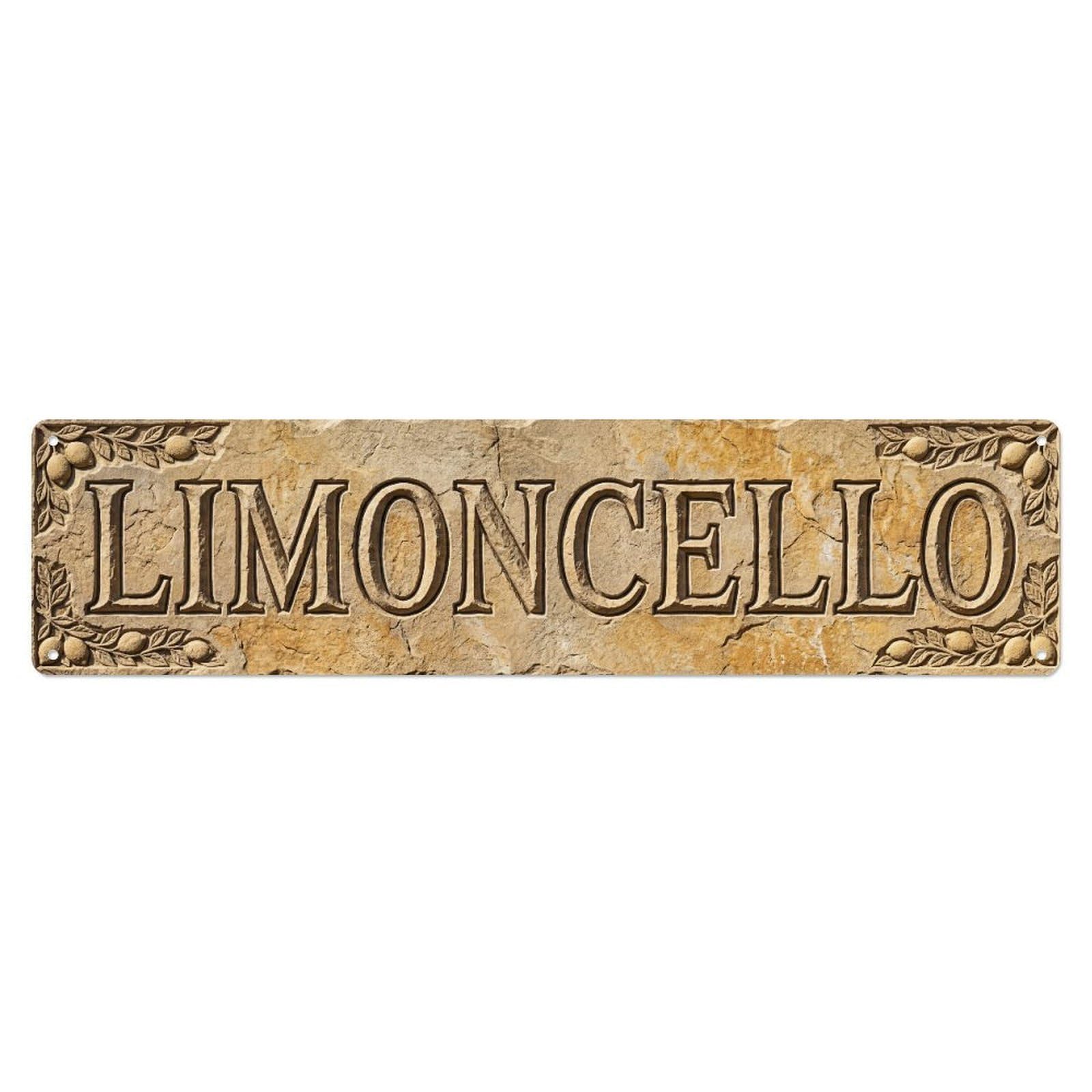 Limoncello Design Stone Liqueur Metal Tin Skinny Sign Plaque Wall Decor for Cafe, Club Bar, Office, Home Garden Metal Poster 4x16Inch