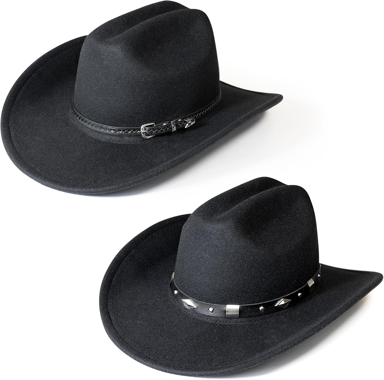 WAYCOM Western Cowboy Hat for Women: Wide Brimmed for Cowgirl - 2 Decorative Band for Men - Felt Hats for Party/Festival