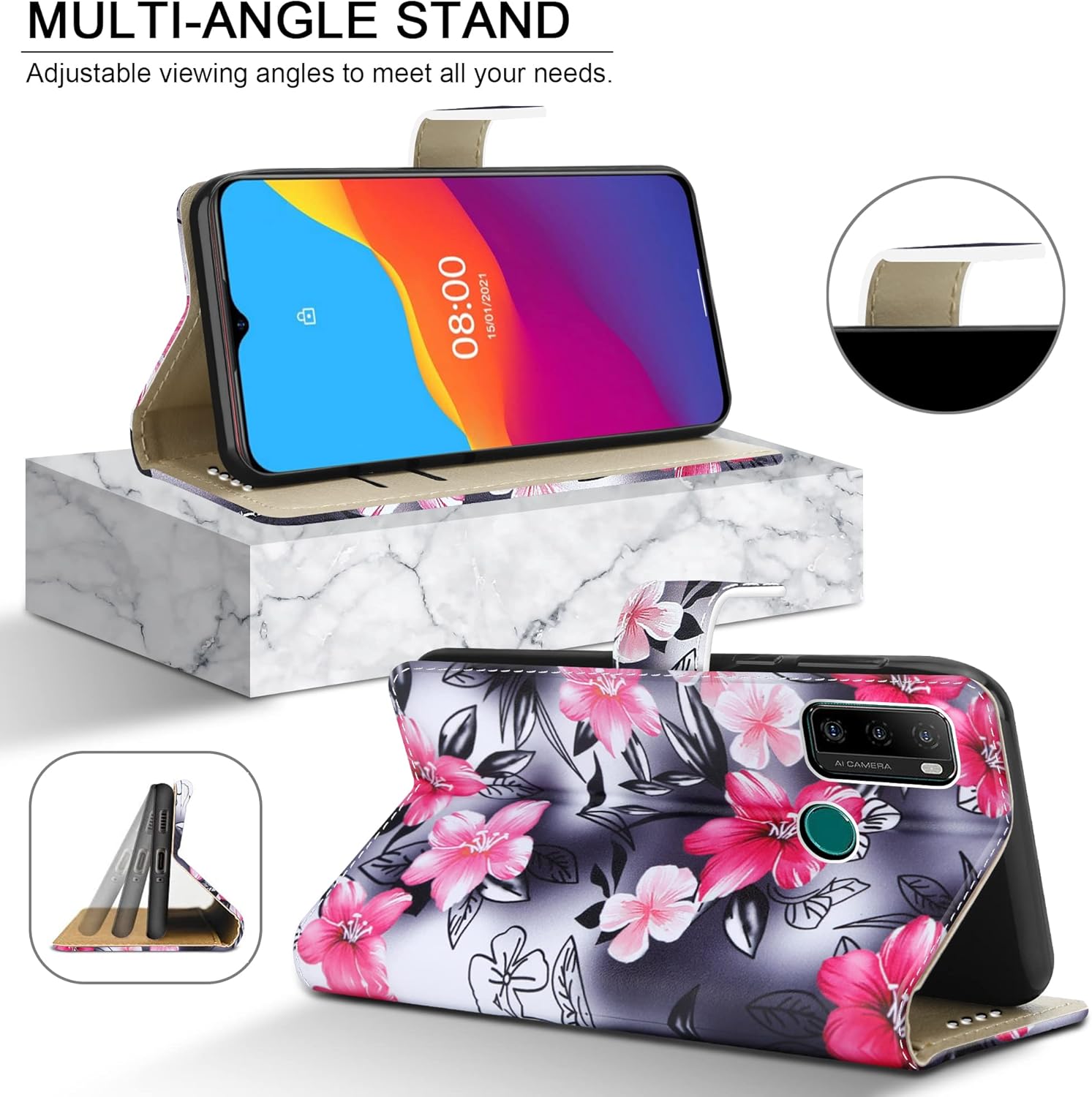 PIXFAB For Ulefone Note 10 Leather Phone Case, Magnetic Closure Full Protection Book Folio Design - Image 4