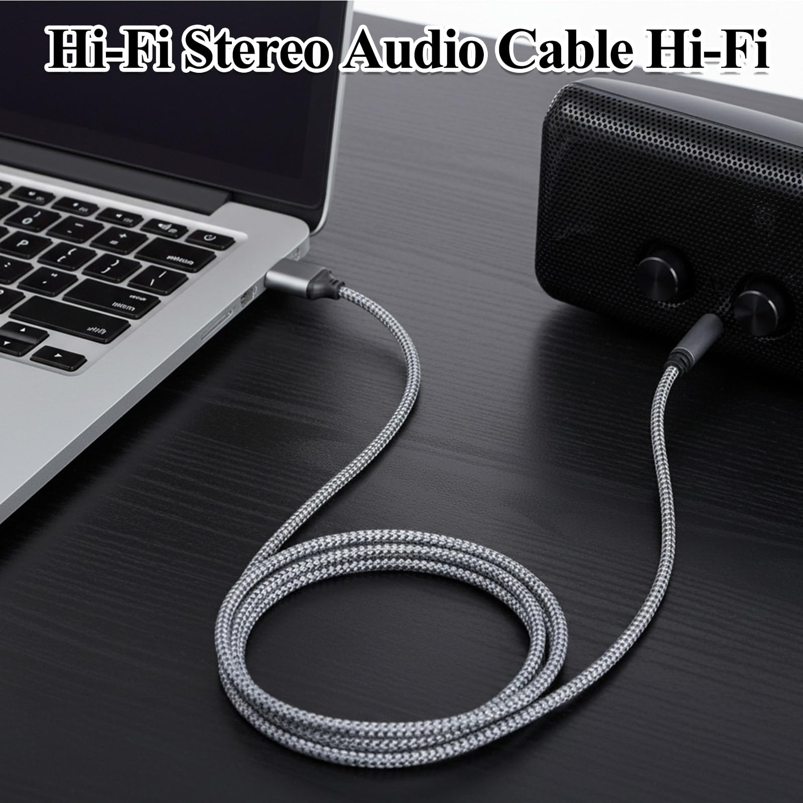Adattatore da USB a jack audio da 3,5 mm, cavo audio AUX da 3,5 mm, cavo audio stereo, convertitore AUX intrecciato in nylon per cuffie, altoparlanti, PC, laptop, non applicabile per ricarica