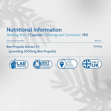 Bee Propolis 1000mg 180 Capsules, High Strength Immune System Booster