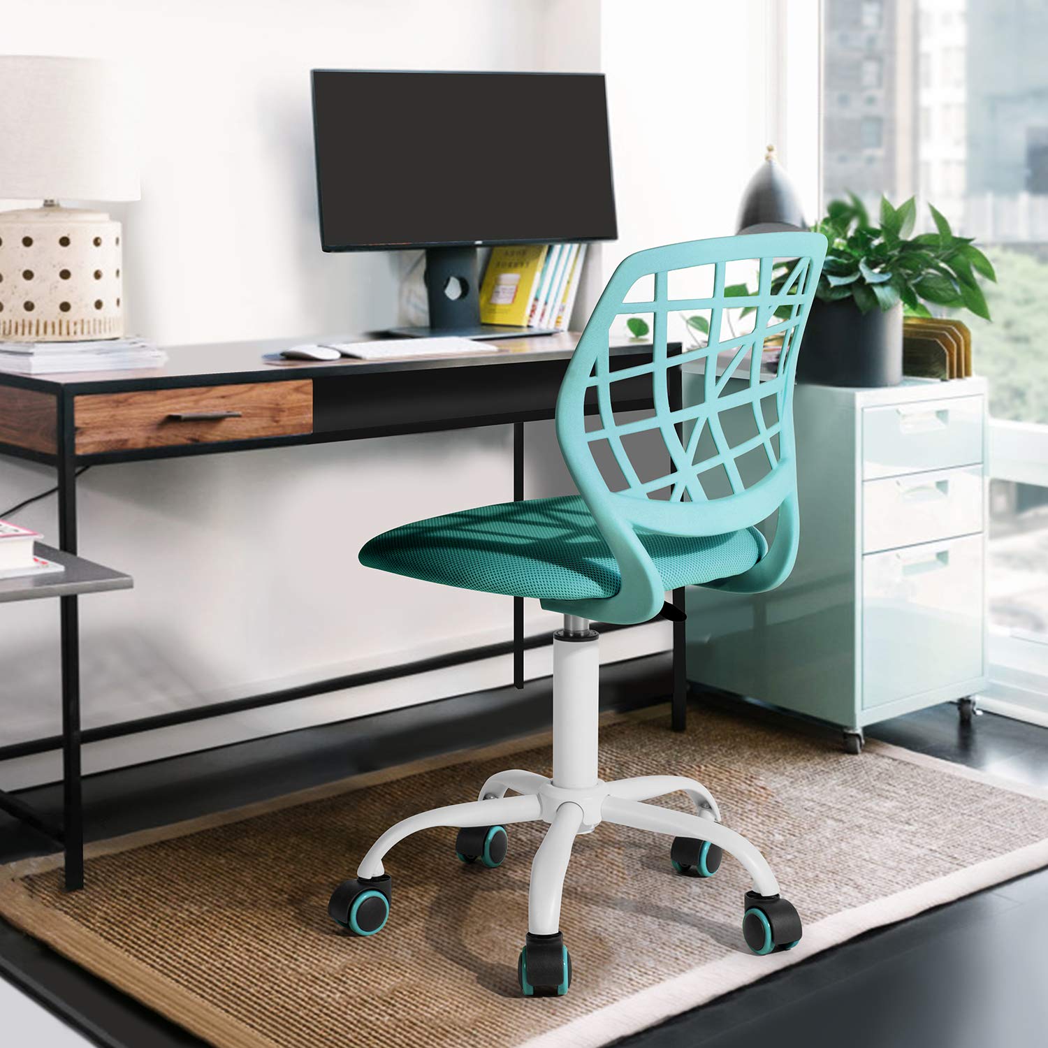 Homy Casa StoreHome Office Ergonomic Desk Swivel Rolling Computer Executive chair, TURQUOISE