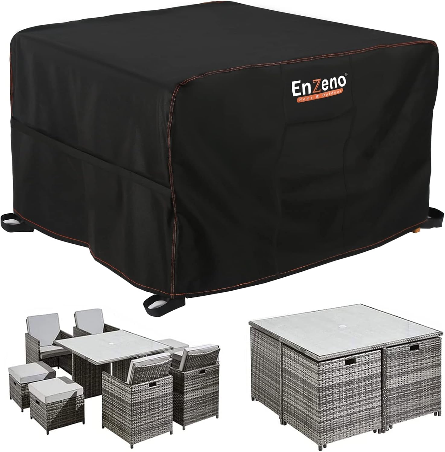 Enzeno Cube Garden Furniture Covers，125X125X74cm Garden Square Table