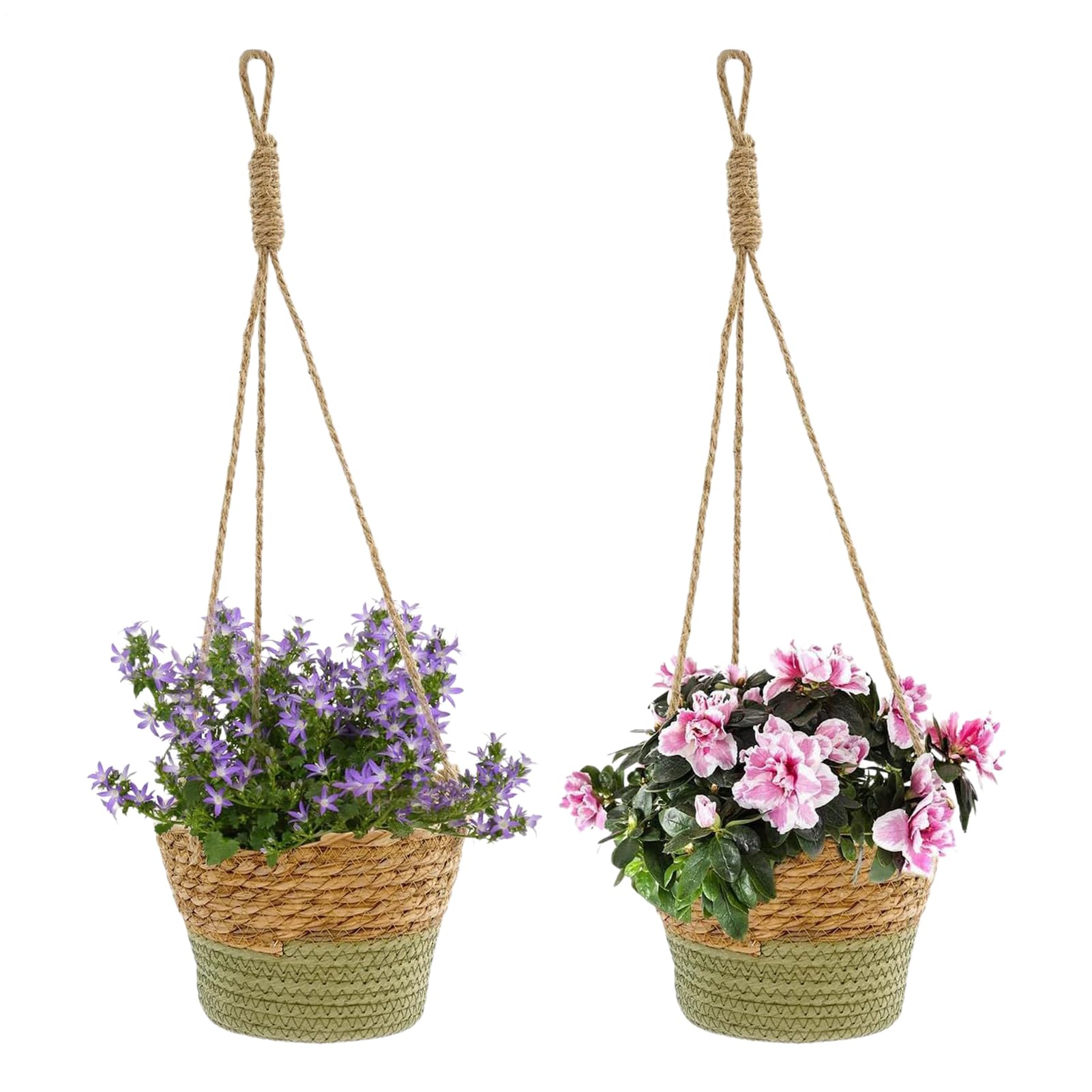 Pot de fleurs suspendus en rotin par 2 pour balcon et véranda