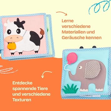 Jolly Designs Little Bee - Mini Quiet Book - Montessori Toy from 6 Months - Promote Motor Skills & Sensors - Handmade Felt Book - Educational Toy for Toddlers - Busy Book for on the Go