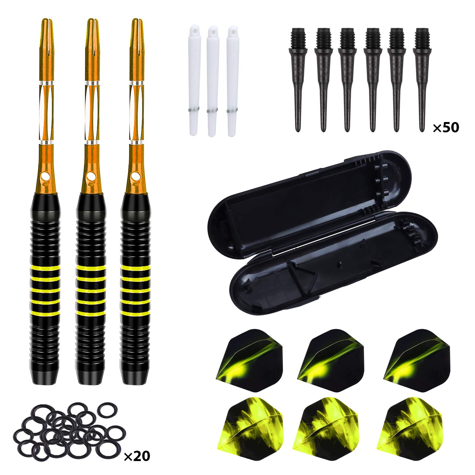 Freccette Professionali Punta Plastica 18g, Set di Freccette Elettronico per Bersaglio Elettronico con 6 Voli e 50 Punte Morbide di Freccette + 20 O-Anelli, Set di 3 Freccette Morbide