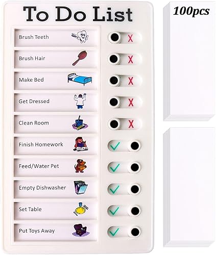 Tabla de lista de tareas pendientes de 101 piezas, horario visual para niños, tabla de lista de verificación de rutina deslizante reutilizable con