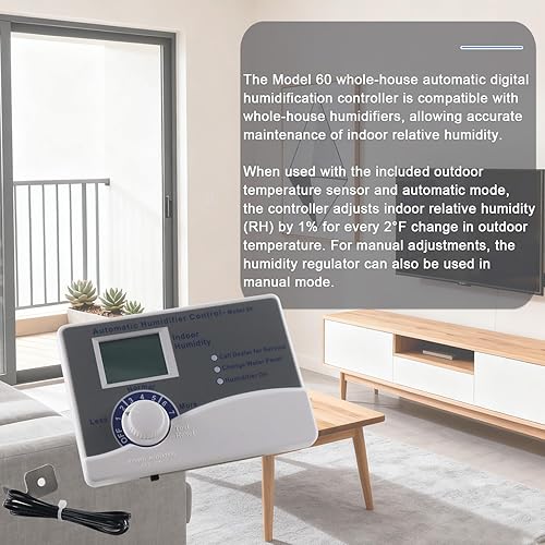 Miniatura 4 de Humidistato de control automático de humidificador digital para toda la casa con sensor de temperatura exterior, compatible con 400, 500, 600, 700