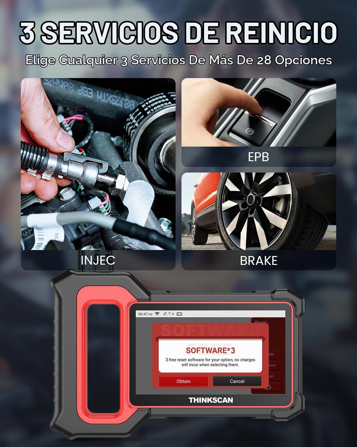 THINKCAR Escáner OBD2, ThinkScan Plus S4 ABS/SRS/TCM/ECM/BCM | Lector de Código, Herramienta de Diagnóstico de Coche con 3 Restablecimientos, Escáner de Coche de 94 Marcas de Vehículos