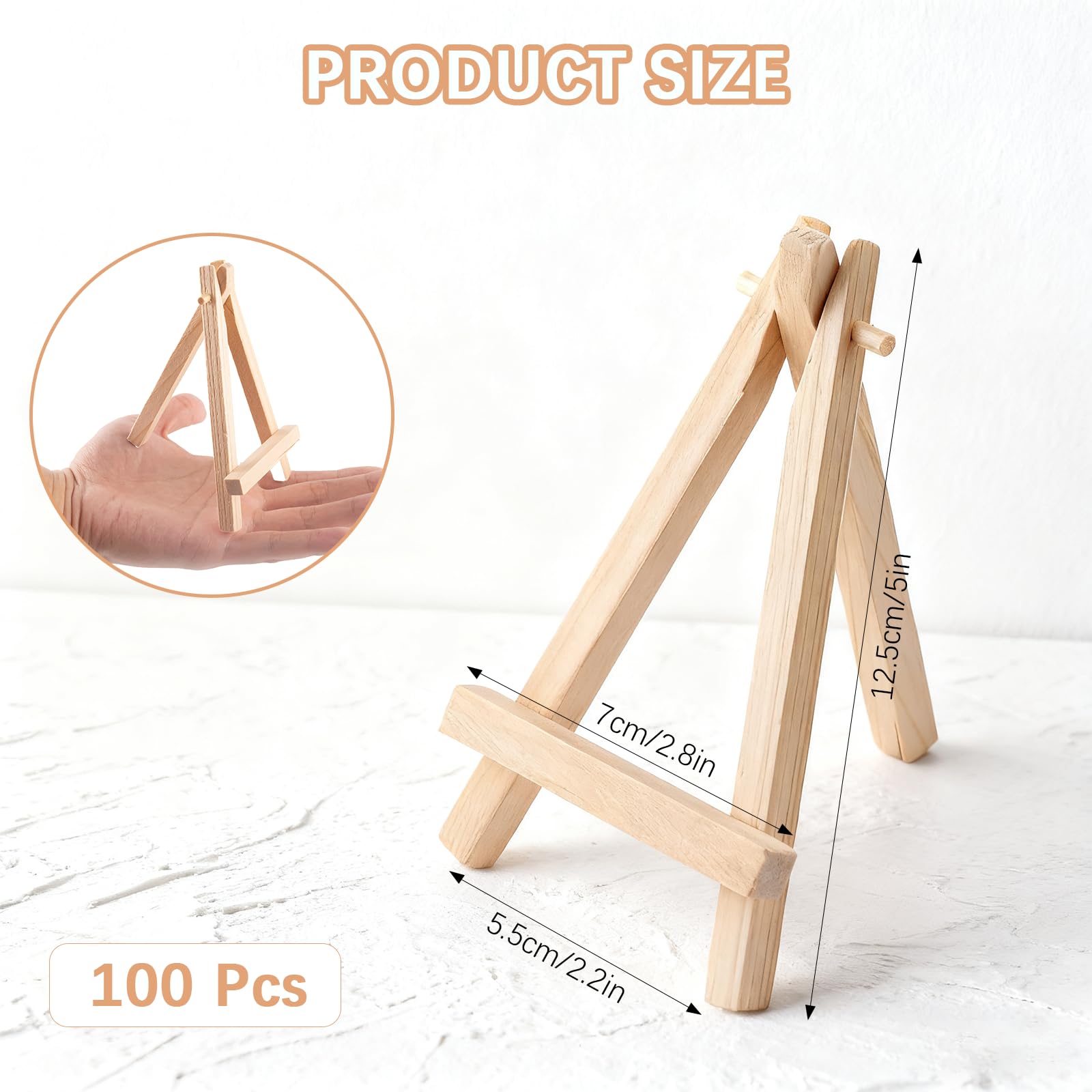 100 sztuk mini drewnianych sztalug, 13 cm, małe drewniane płócienne sztalugi ekspozycyjne, rzemiosło, statyw, malarstwo, sztalugi stołowe, do rzemiosła artystycznego, wizytówek, zdjęć, prezentów