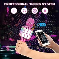 Vista 4 de BlueFire - Micrófono inalámbrico 4 en 1 para karaoke con luces LED, micrófono portátil para niños, grandes regalos y juguetes para niñas, niños