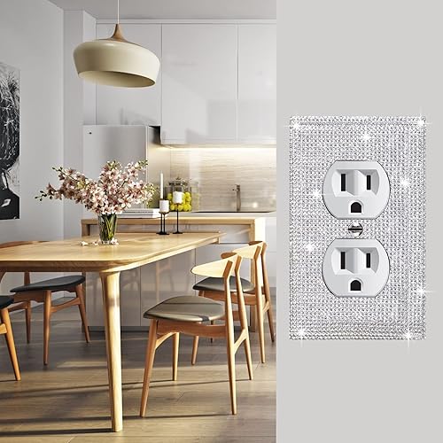 Miniatura 3 de Gaocai 10 piezas de cubiertas de salida plateadas brillantes para placa de pared, cubierta decorativa para interruptor de luz, placa de salida de