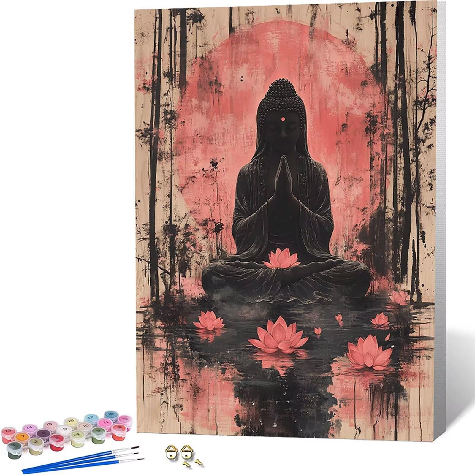 Malowanie po numerach Zen malowanie numerami dla dorosłych Lotos Paint by Numbers, malowanie według numerów zestawy malarskie dla dorosłych pędzlami i farbami akrylowymi do dekoracji ścian, prezent 70