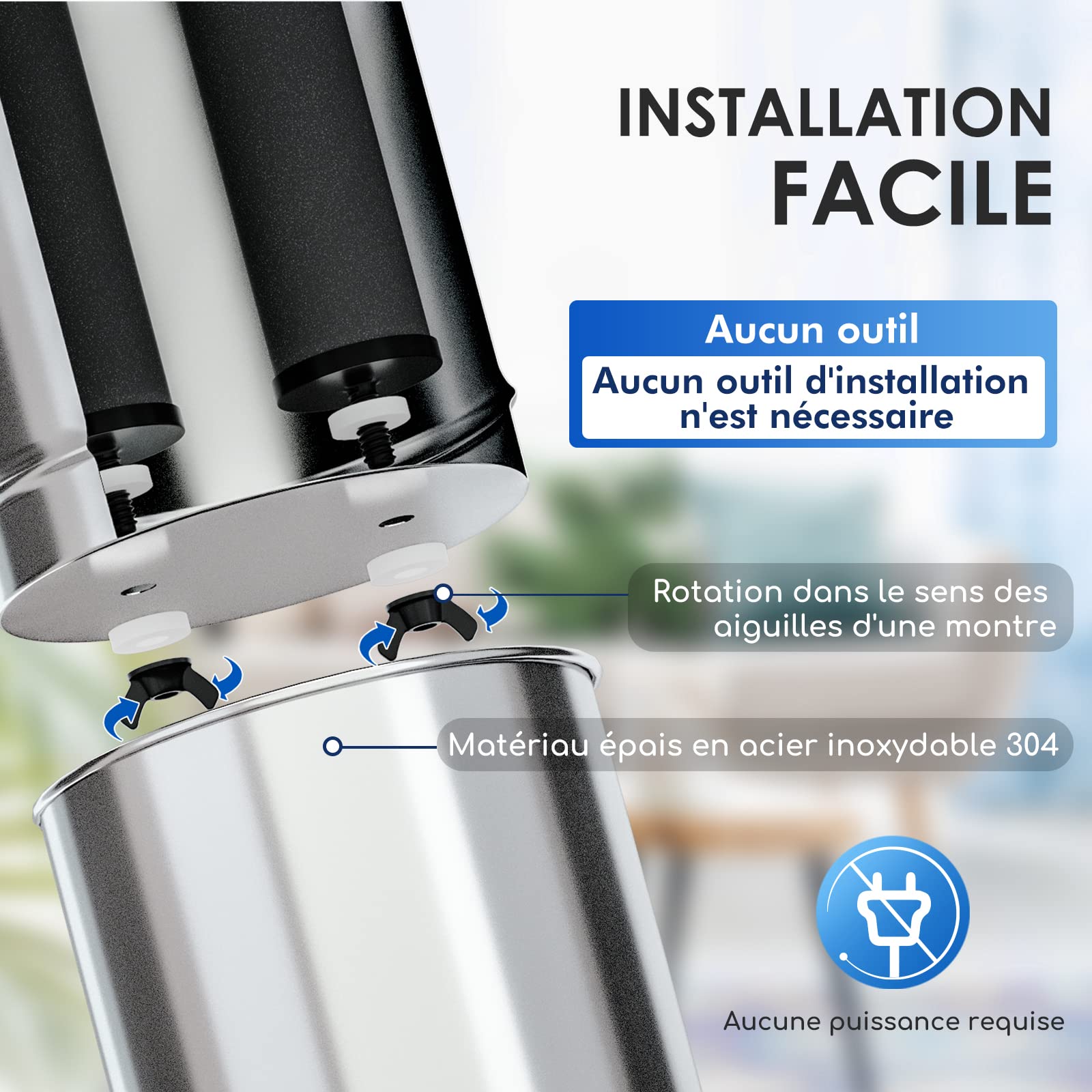 Purewell Filtre à Eau par Gravité 8,5L - Système de Filtration Familial avec Charbon Actif - Purificateur d'Eau pour Robinet et Eau de Pluie - Technologie Ultrafiltration - Grande Capacité