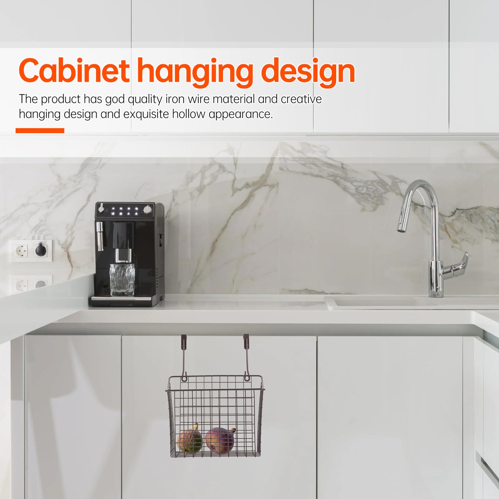 SOIMISS Cesta Colgante Organizador Espacio Ahorro de Alambre de Hierro Negro Diseño Elegante para Armario de Cocina para Almacenamiento Hogar