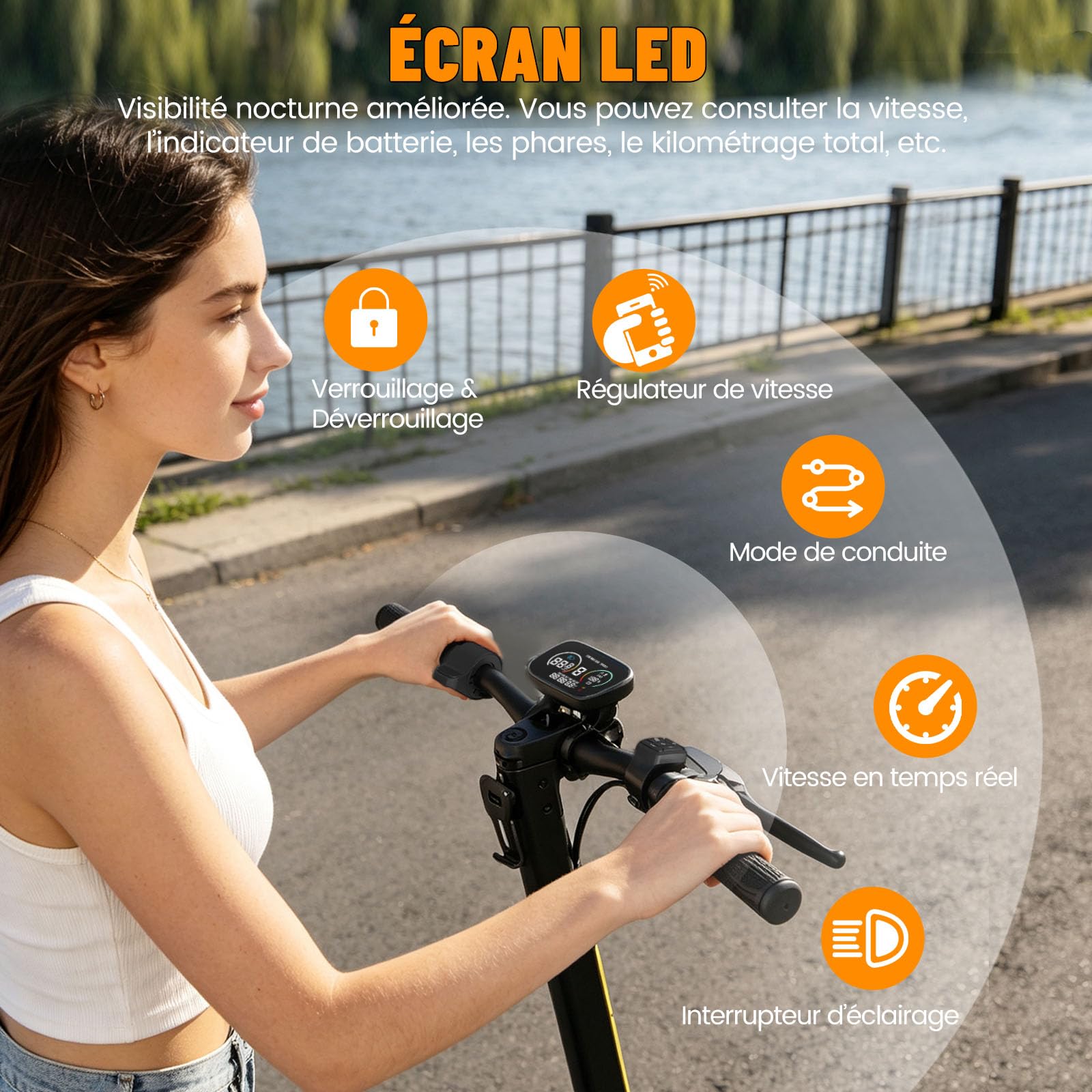 Trottinette Électrique Adulte 1200W - 11" Tout Terrain Trotinette Electrique Pliable Autonomie 55KM,Batterie 48V 18.2Ah Escooter Double Suspension Double Frein Scooter Charge 120kg