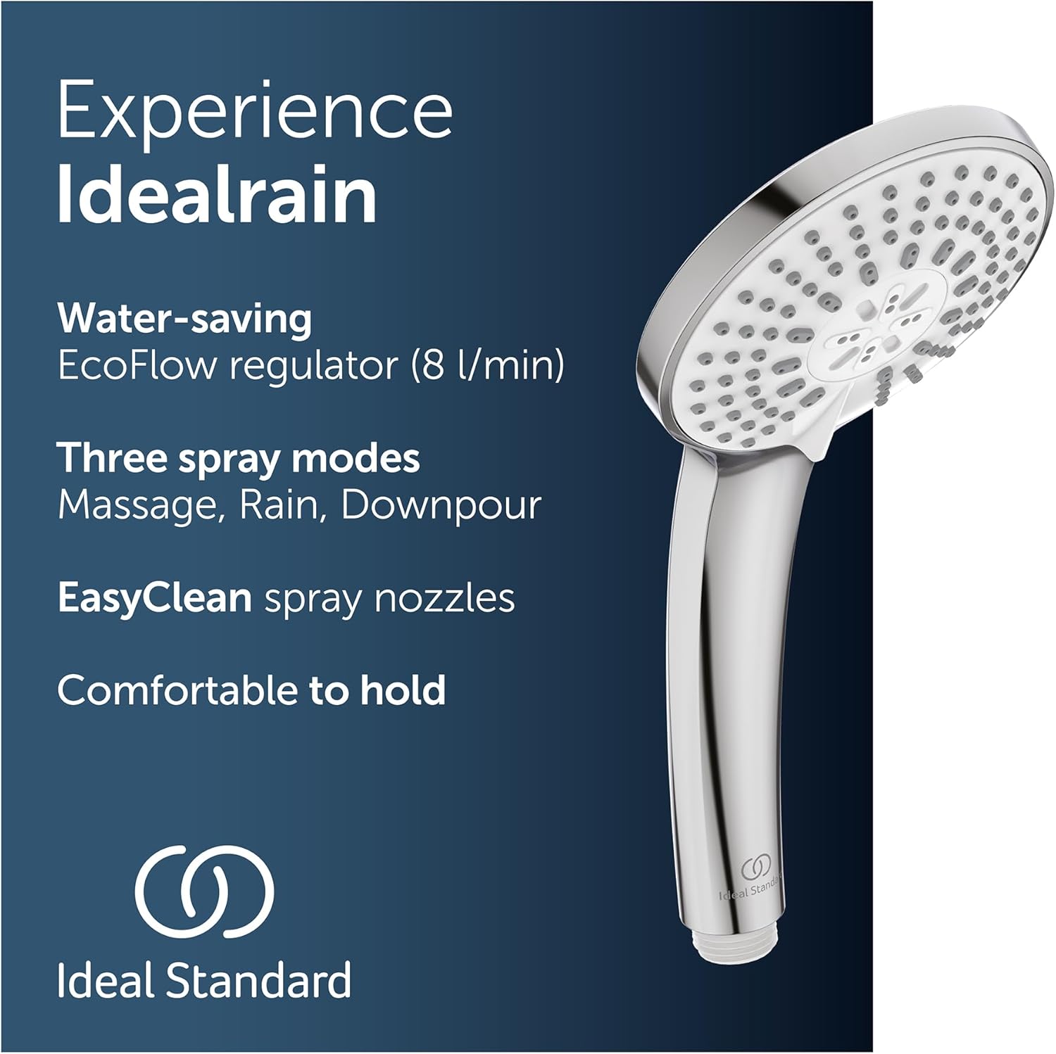 Ideal Standard Idealrain B9403AA Shower Head Chrome-Plated 3 Functions