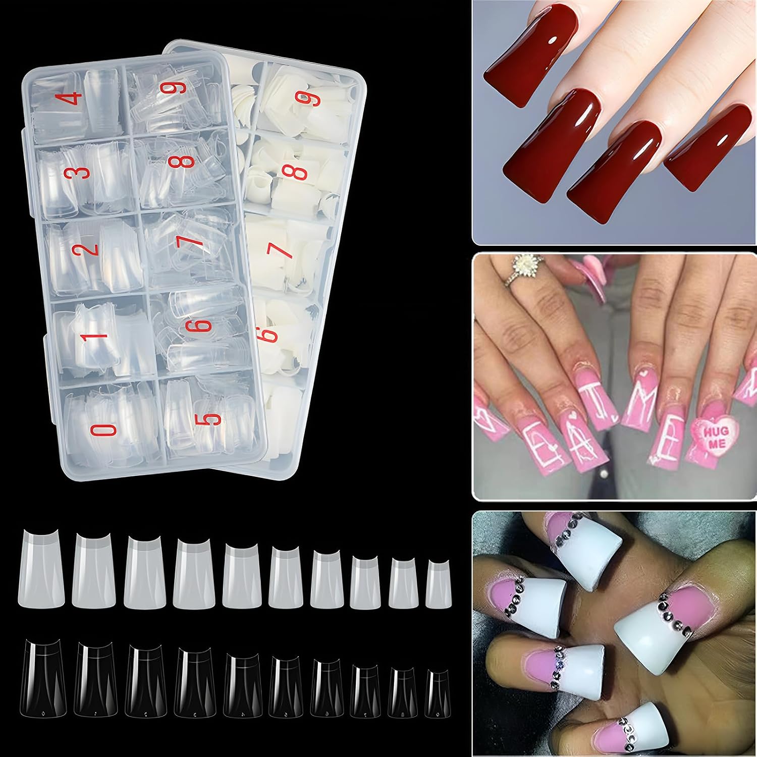 500Pcs Natural Duck Nail Tips, 10 Sizes Pre-Shaped Professional Press Ons for Nail Extension - Half Cover Acrylic Soft Gel Tips for Home DIY Nail Salon With Box