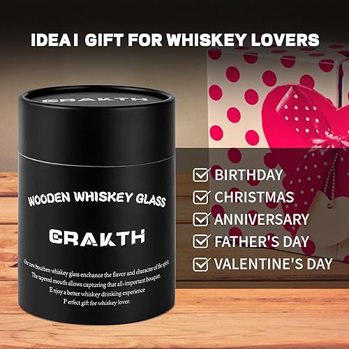 Miniatura 6 de Vaso de whisky de madera carbonizada en forma de barril, vaso de madera de estilo antiguo, regalos de whisky bourbon accesorios para hombres y papá