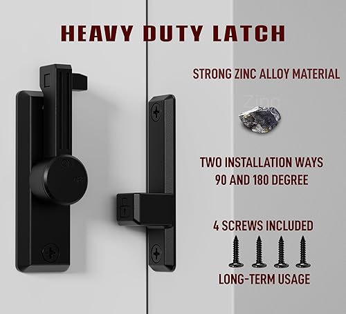 Miniatura 4 de Cerradura de puerta de granero  Pestillo universal de puerta de granero de 90 o 180 grados  Cerradura de puerta de seguridad para el hogar para