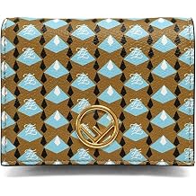 FENDI F Logo Multicolor Calf Leather Small Bifold Wallet New