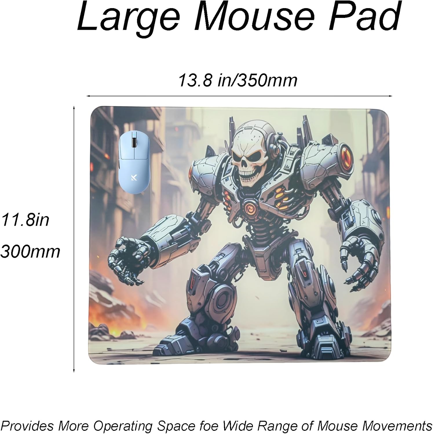 Skull Glass Pad Gaming Mouse Pad with Anti-Slip Rubber Base Smooth,Special Surface with Improved Precision Speed,Waterproof Easy to Clean，Durable Surface for High-Speed Gaming(13.8” × 11.8”)
