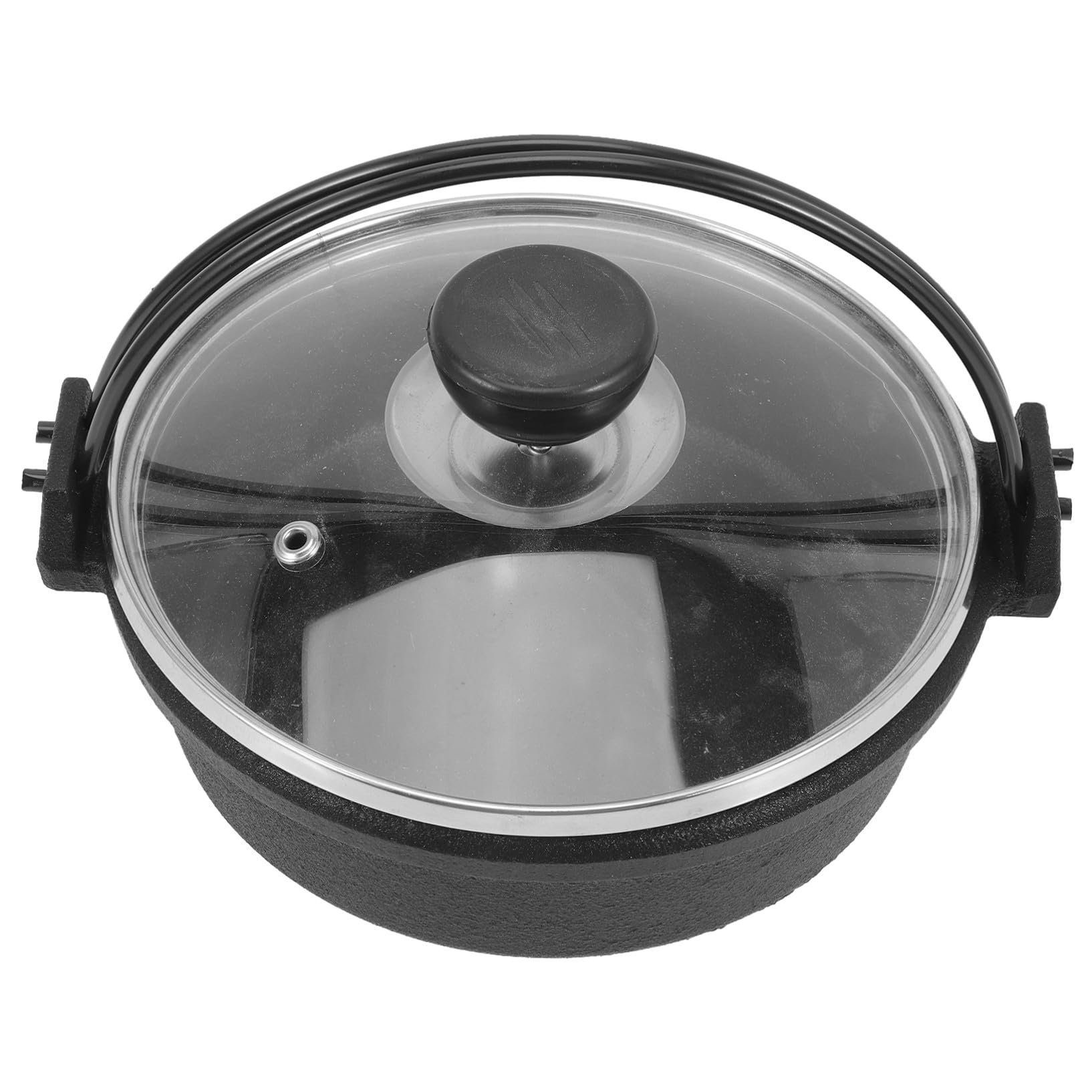 Casserole japonaise en fonte noire avec couvercle pour cuisine et camping