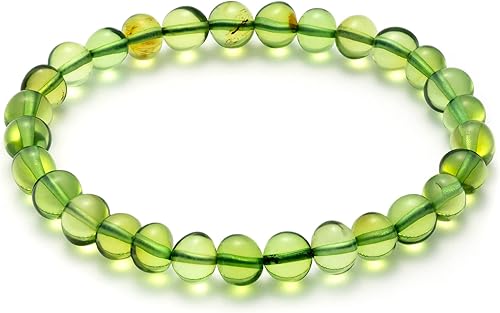 Miniatura 2 de Pulsera para adultos, mujeres u hombres de 6.7 pulgadas - Cuentas de ámbar pulido - Joyería de ámbar certificada - Pulsera elástica hecha a mano con