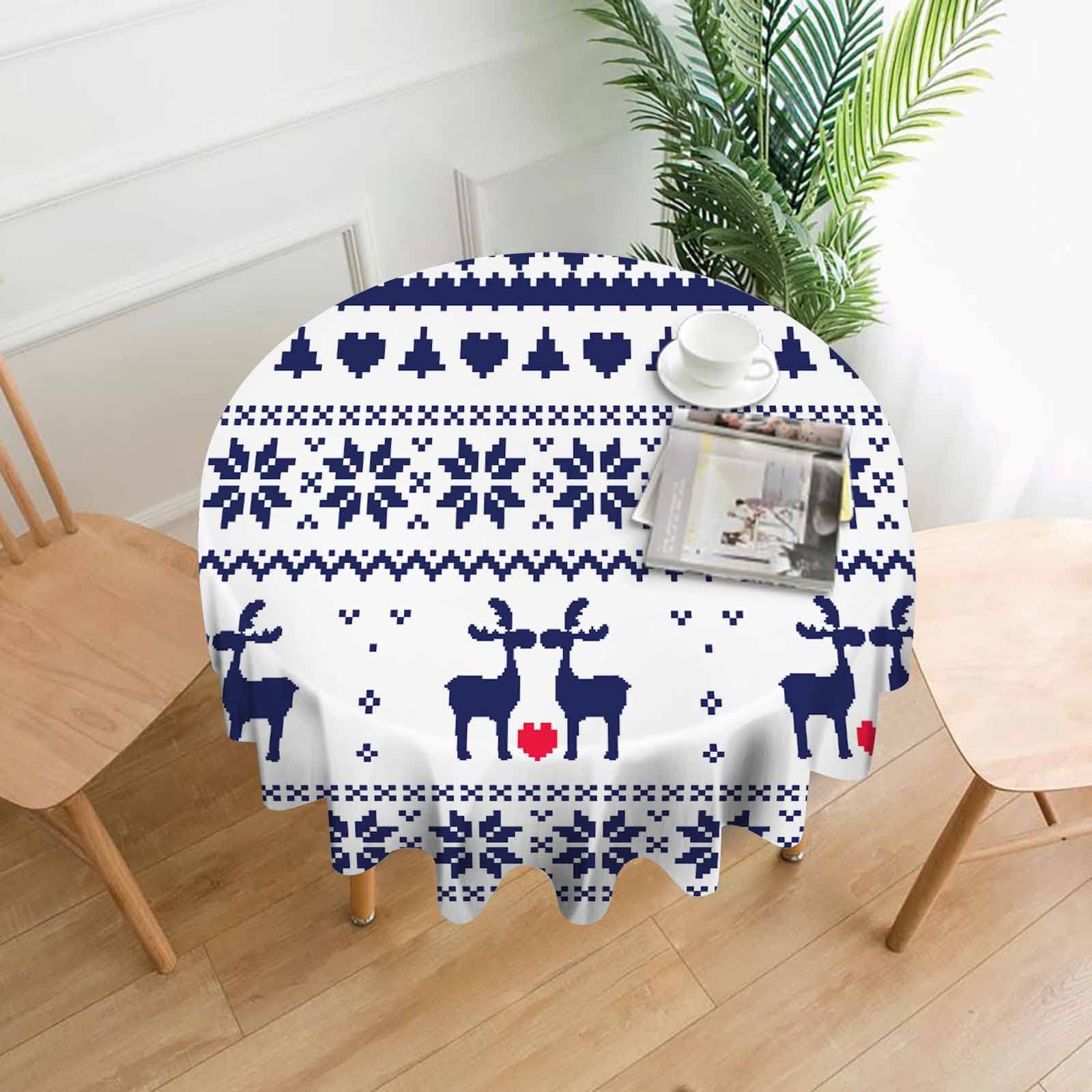 IBILIUKnitted Deer Round Tablecloth (60in, White)