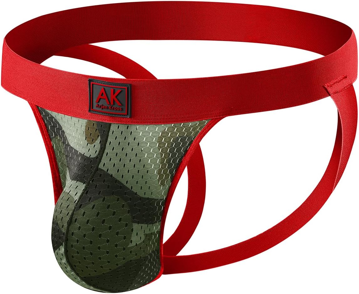 Arjen Kroos Men's Camo Mesh Jockstrap Underwear-Sexy Jock Strap Breathable Athletic Supporter with 3D Support Pouch
