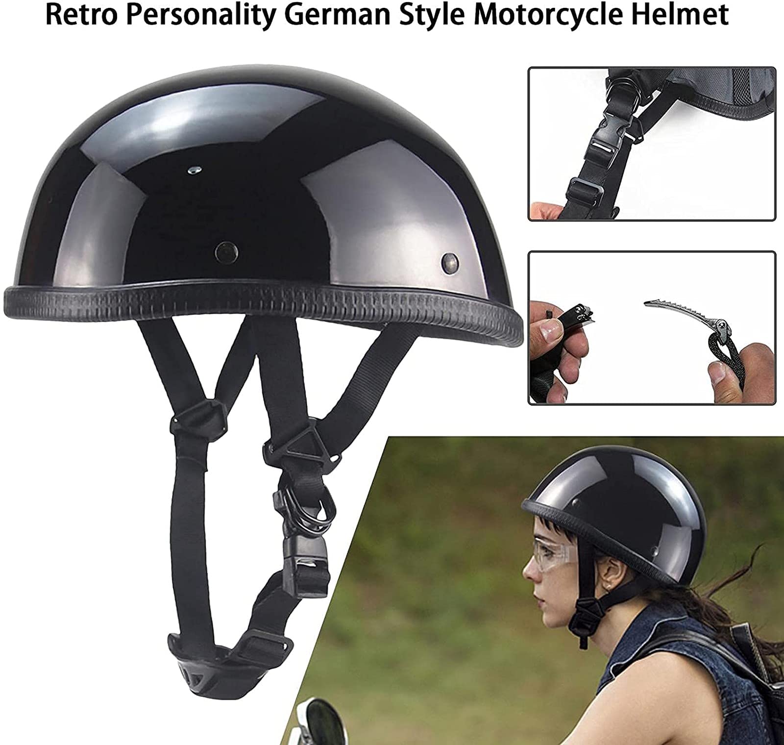 Casco Moto Demi-Jet Moto Cross Casco Scooter Caschi Motorino Vintage Donna Uomo, Piloto Urbano Helm Casco Semiaperto Con Visiera Antigraffio C,M