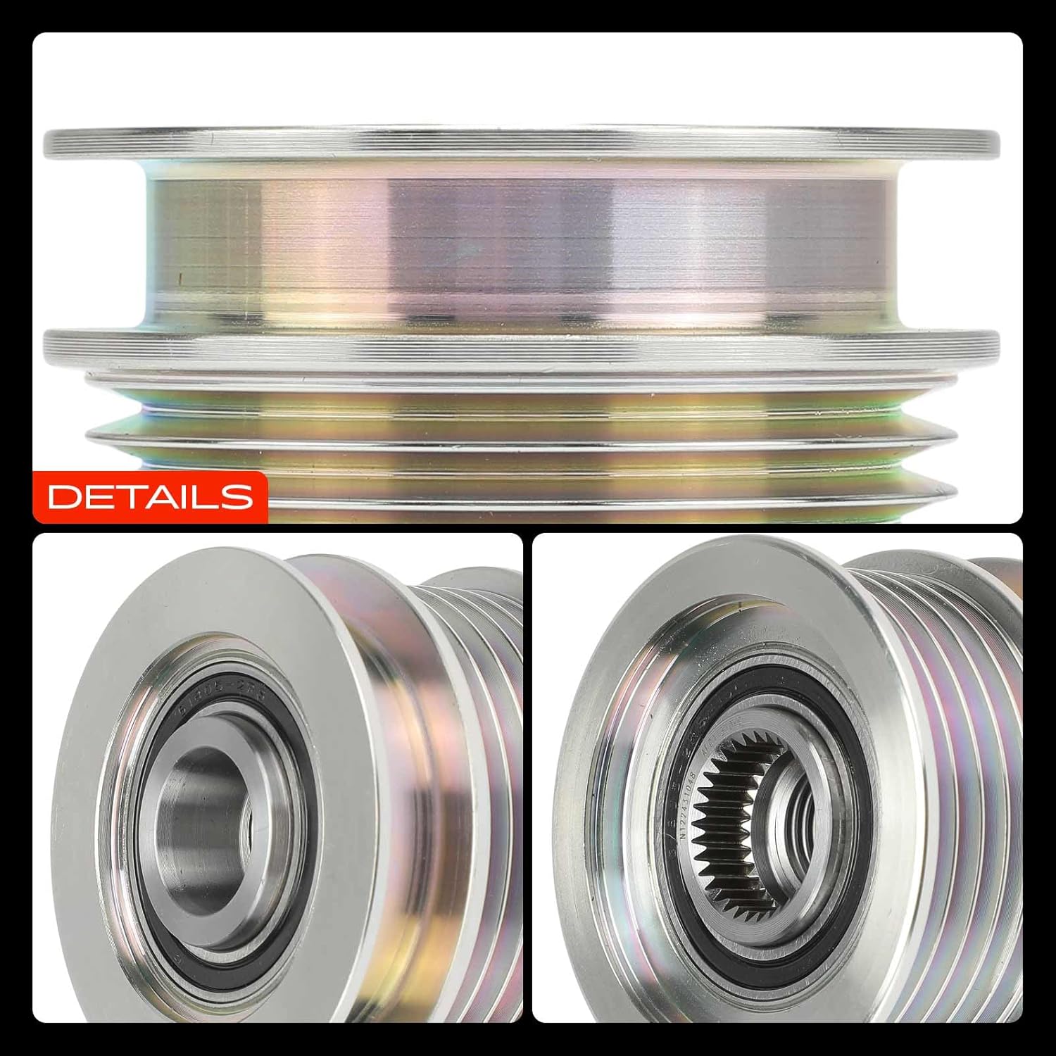 A-Premium Alternator Freewheel Clutch Pulley, 5 Grooves, Compatible with Volkswagen Jetta 2011-2013 2.5L, Passat 2012-2014 2.5L, Passat 2017 2.5L, Counterclockwise