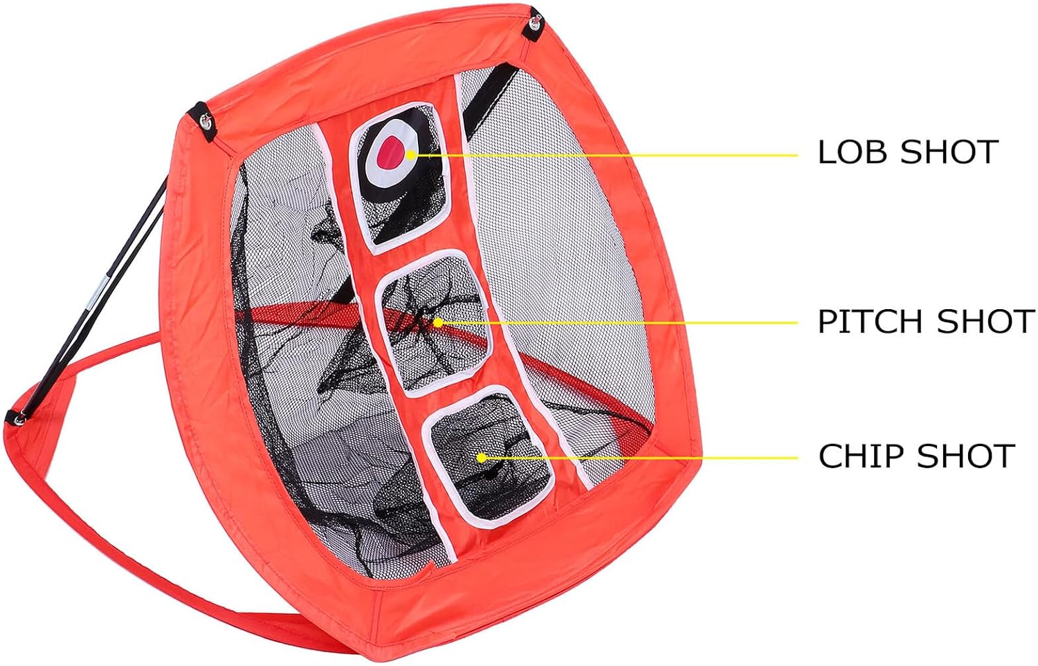 Portable Nylon Golf Practice Net Set with Orange Chipping Net Hitting Mat Flexible Tees Yellow PU Balls for Indoor Outdoor Training and Home Sports