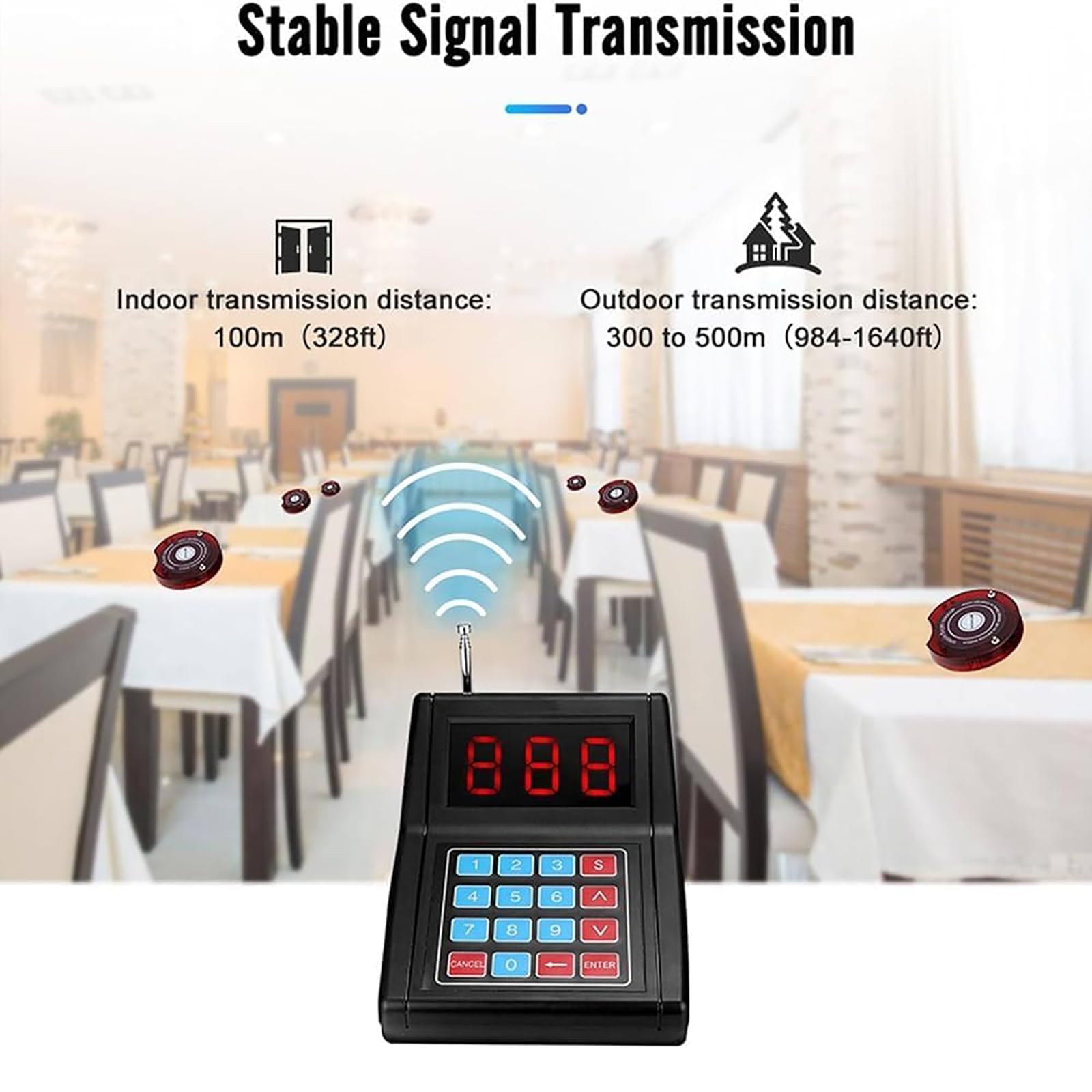 Segnalazione Acustica Per Ristoranti, Segnalazione Acustica Wireless, 3 Modalità Di Indicazione, Raggio Di Ricezione Di 500 Metri, Per La Coda Di Ritiro Del Cibo Al Ristorante,20 pagers