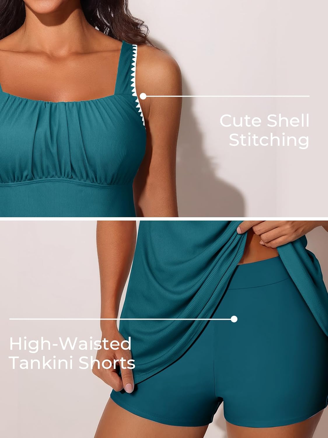 Summer Mae Modest Tankini Swimsutis for Women Two Piece Tummy Control Bathing Suits Ruched Front Tank Top Swim Suits 2026 - Image 5