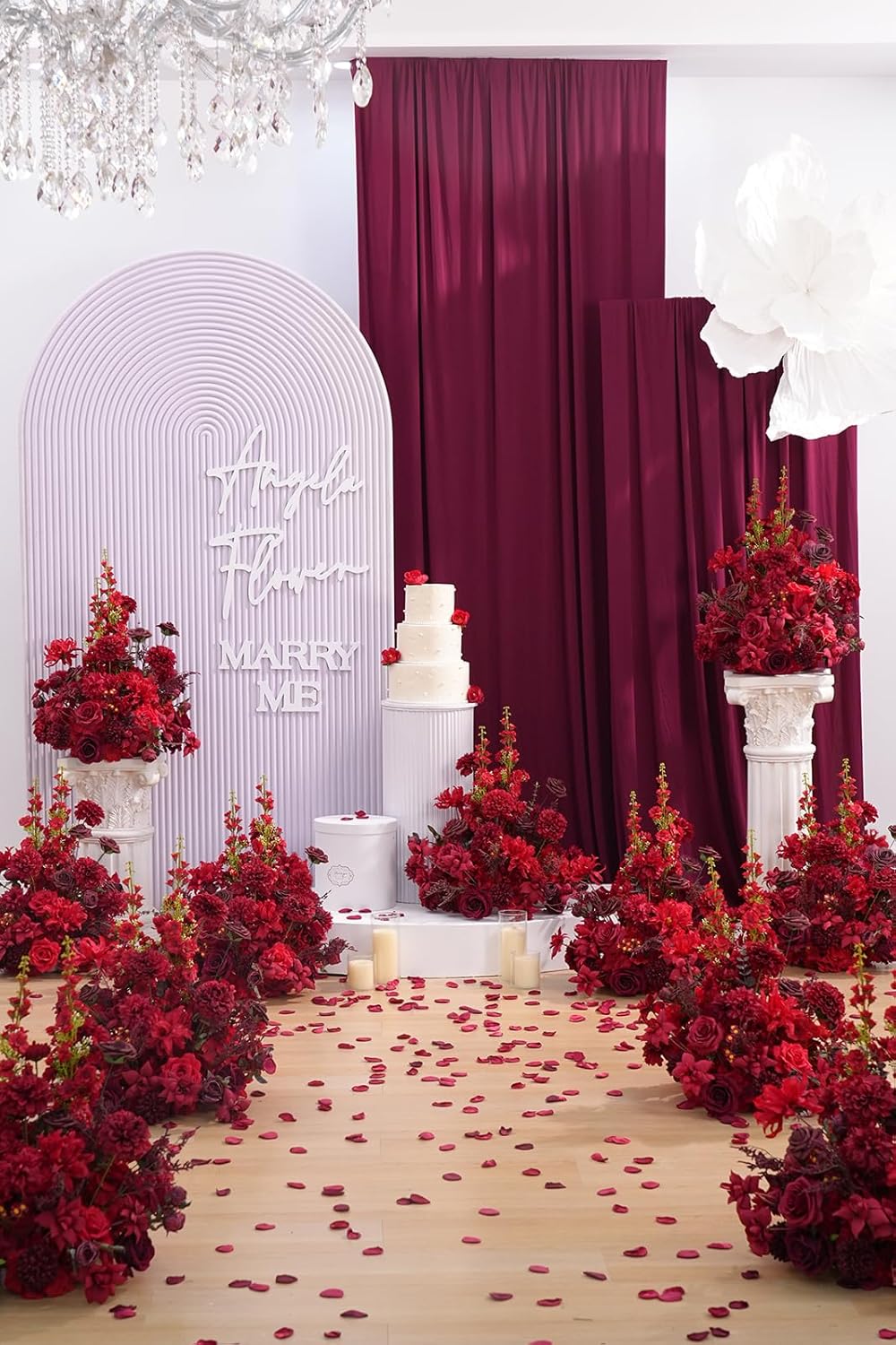 2pcs 19inch red free standing flowers ball bouquet artificial rose arrangements balls for wedding centerpieces tables chair aisle runner flowers decorations 2pcs 19’’red