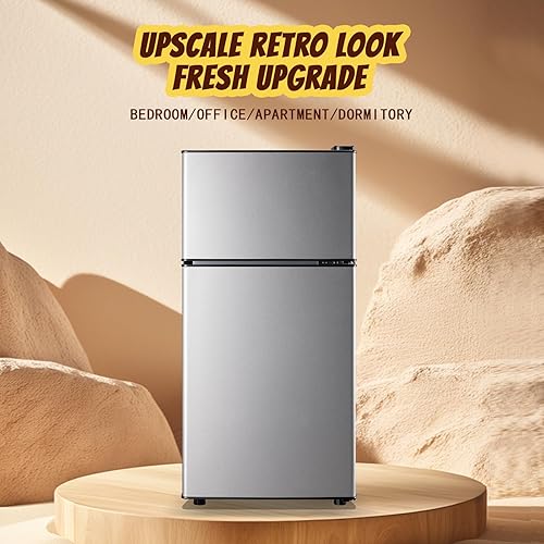 Miniatura 9 de Mini refrigerador de 2.4 pies cúbicos con congelador, refrigerador de doble puerta para dormitorio personal Senven Temp Gear Suit para apartamento,