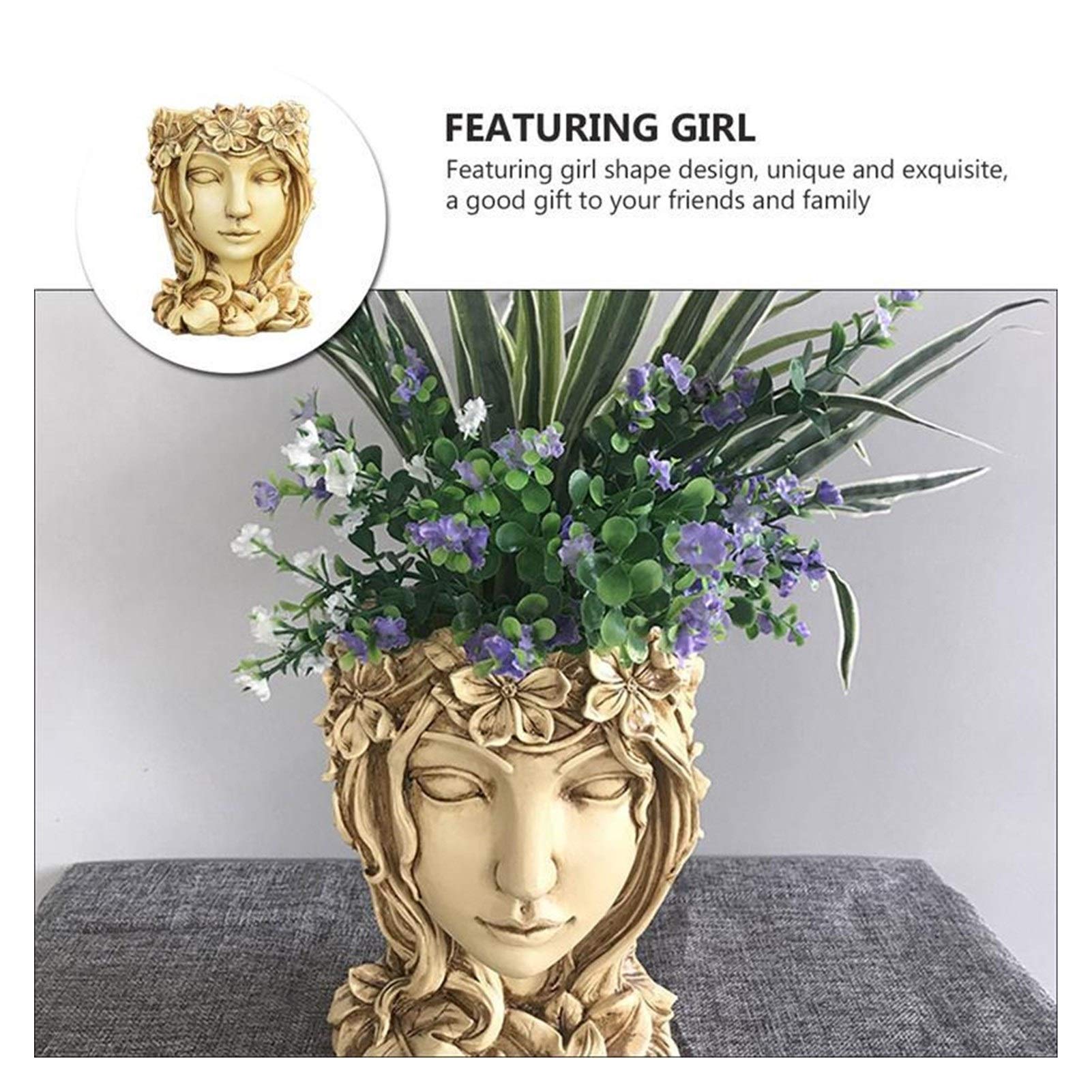 Pentole da Fiori al Coperto e all'aperto 1pc Girl Planter Chic Fine Safety Container Mediay Planter Flower Pot Flower Pot Flower Pot Macetas Garden Accessori (Color : Grey)