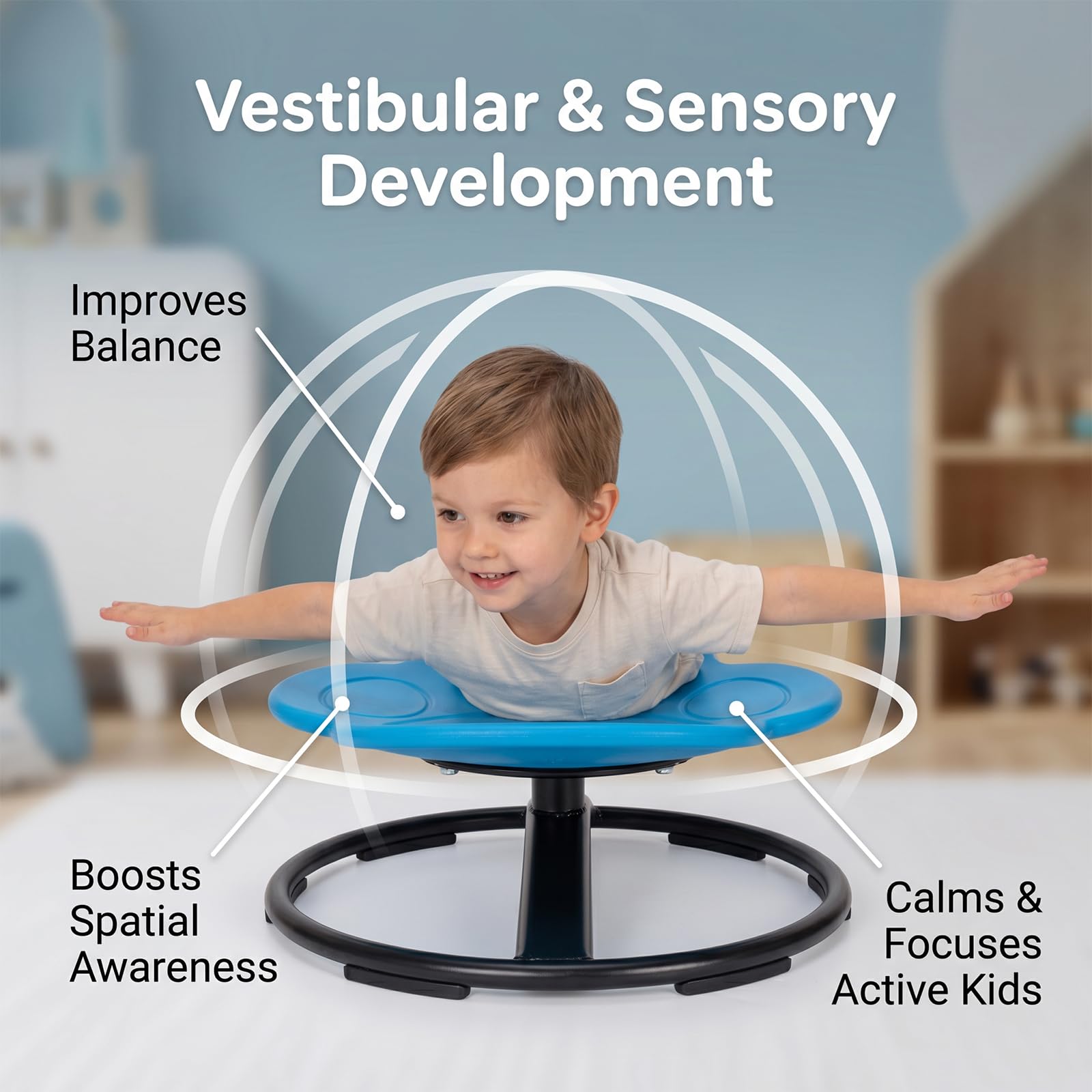 Sensorik-Drehstuhl für Kinder, 360° Drehstuhl zum Sitzen und Drehen, Balance-Spielzeug für aktives Spielen, Sensorikspielzeug für Zuhause, Klassenzimmer und Therapie