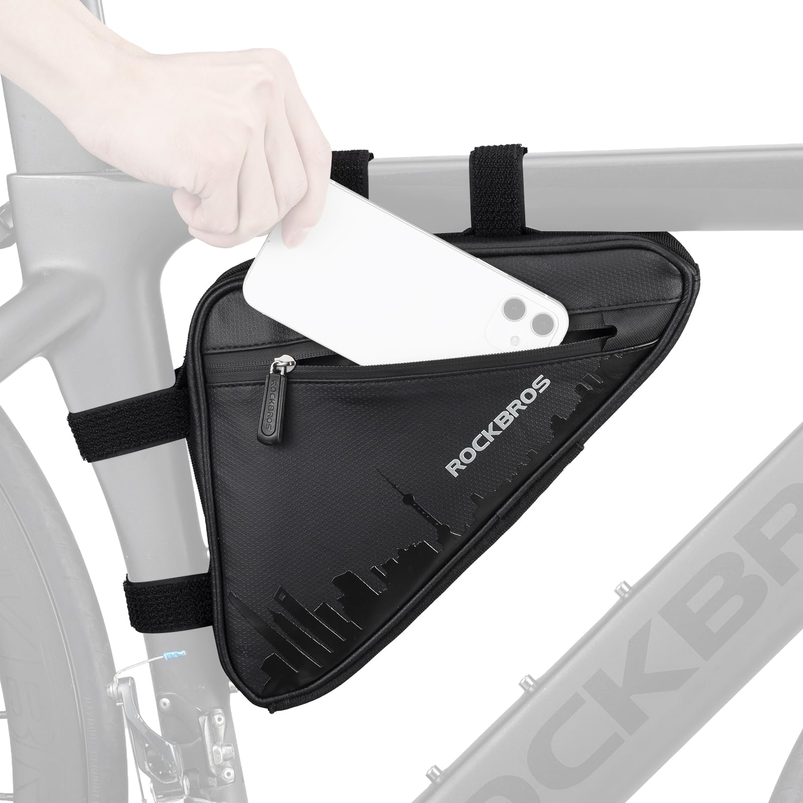 ROCKBROS Bike Triangle Frame Bag Waterproof Top Tube Bag with Keel Support