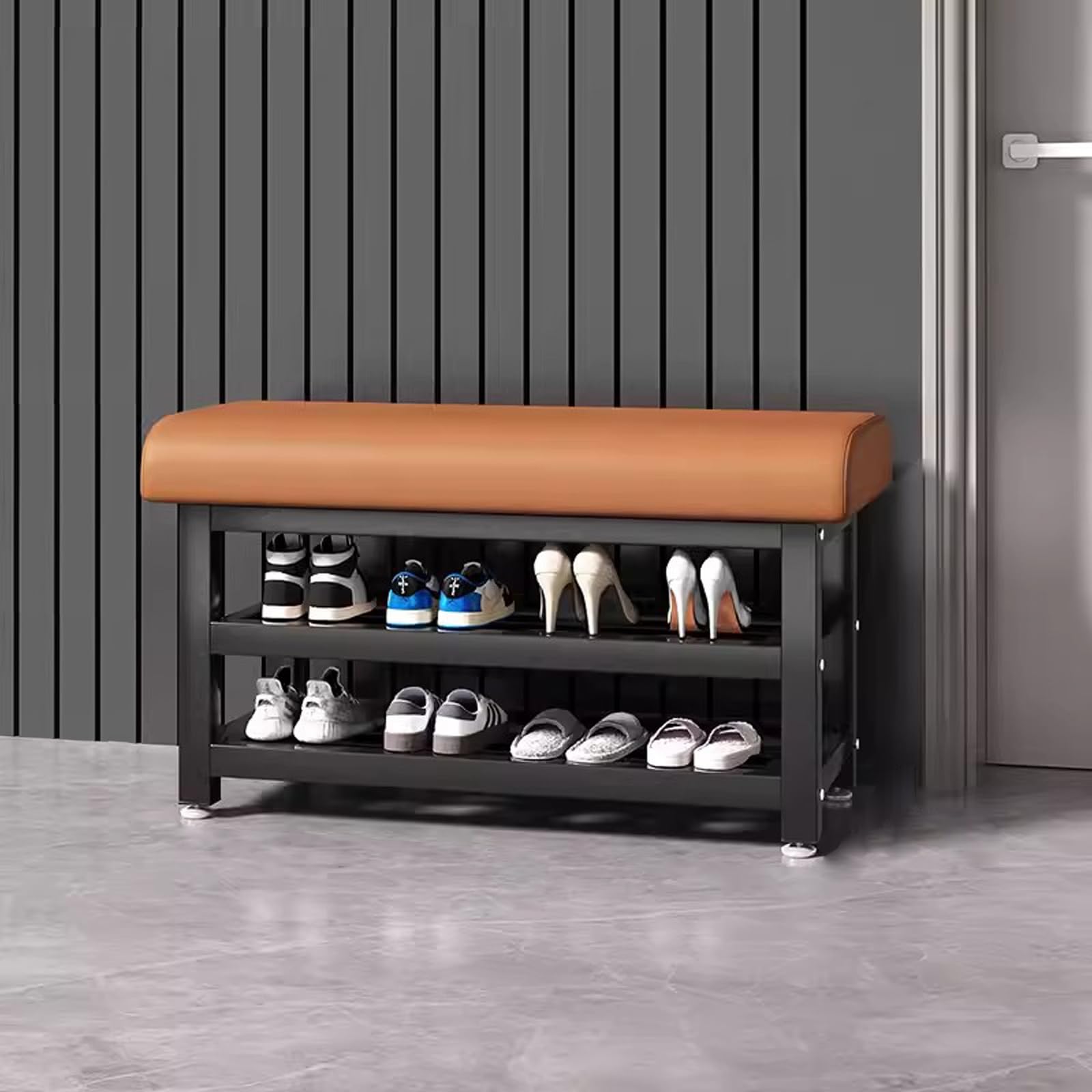 FCXWEVR Home Shoe Bench Entryway Shoe Storage Bench with Container Compact Shoe Rack for Bedroom Living Room Balcony 60cm/26.3in Stylish & Functional Design