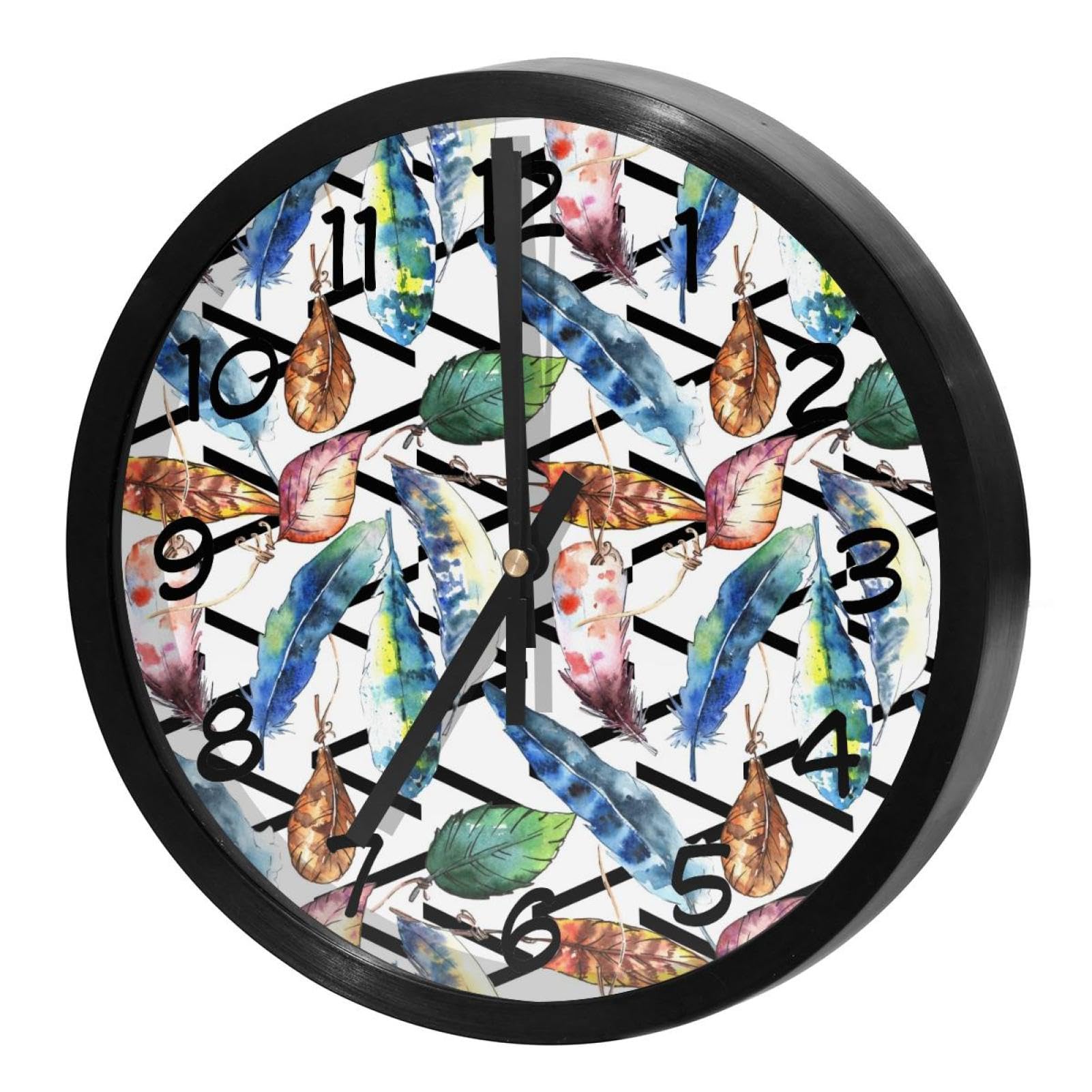 Horloge murale silencieuse en plumes colorées pour décorer votre cuisine et salon