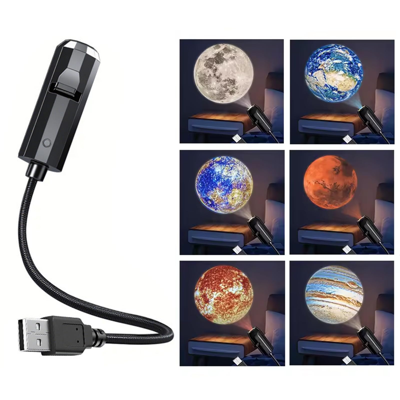 CHENRI USB Moon Projector Night Light (6 Films A)