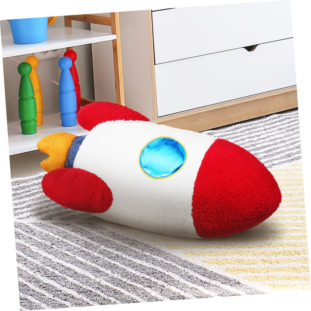 Genérico Cojín de Peluche con Forma de Cohete y Mullido para Decoración Infantil Almohada Divertida para Habitaciones Niñas con Tema
