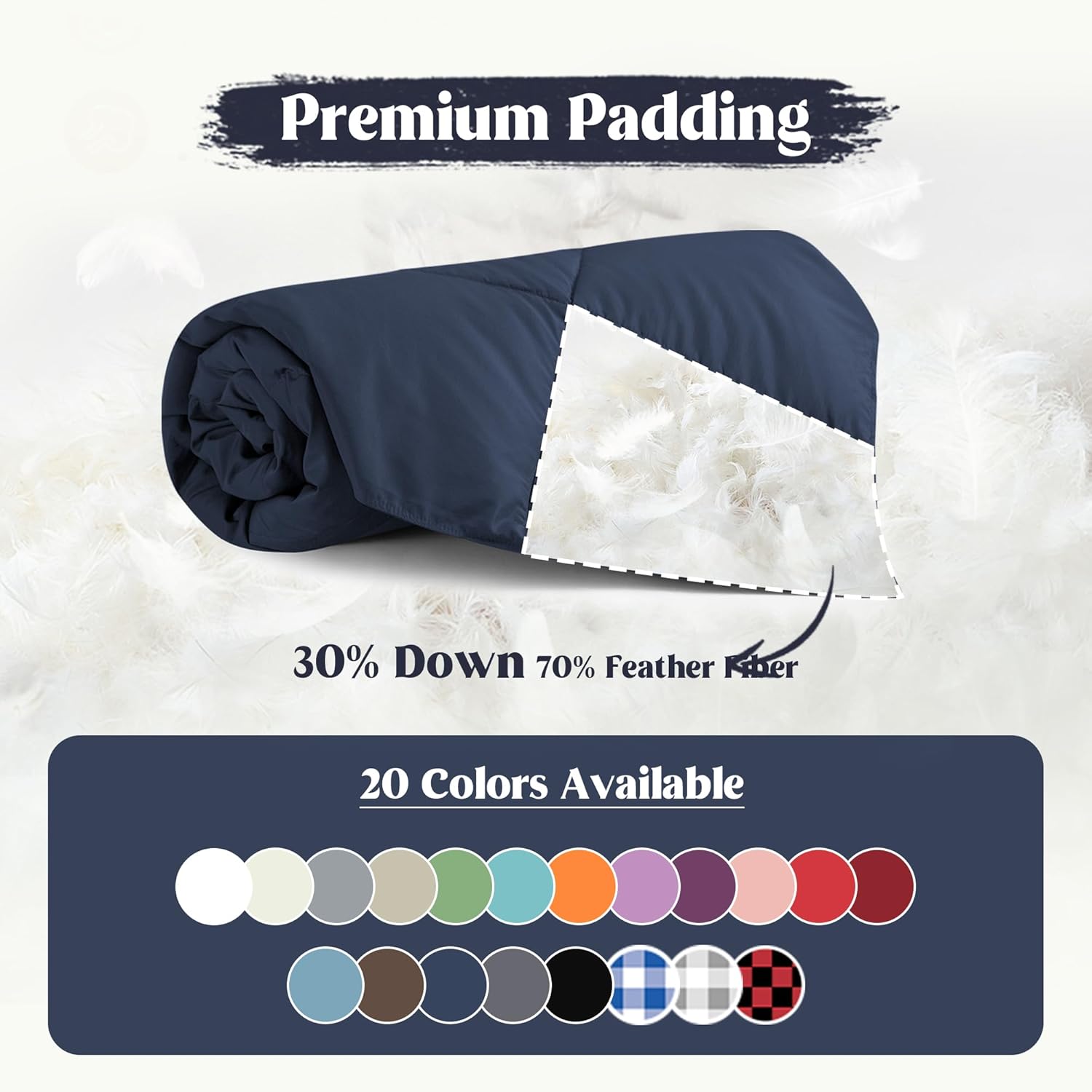 puredown® Soft Feather Down Throw Blanket Lightweight Packable Couch Throw for Indoor and Outdoor Use, Throw 50"X70", Navy - Image 3