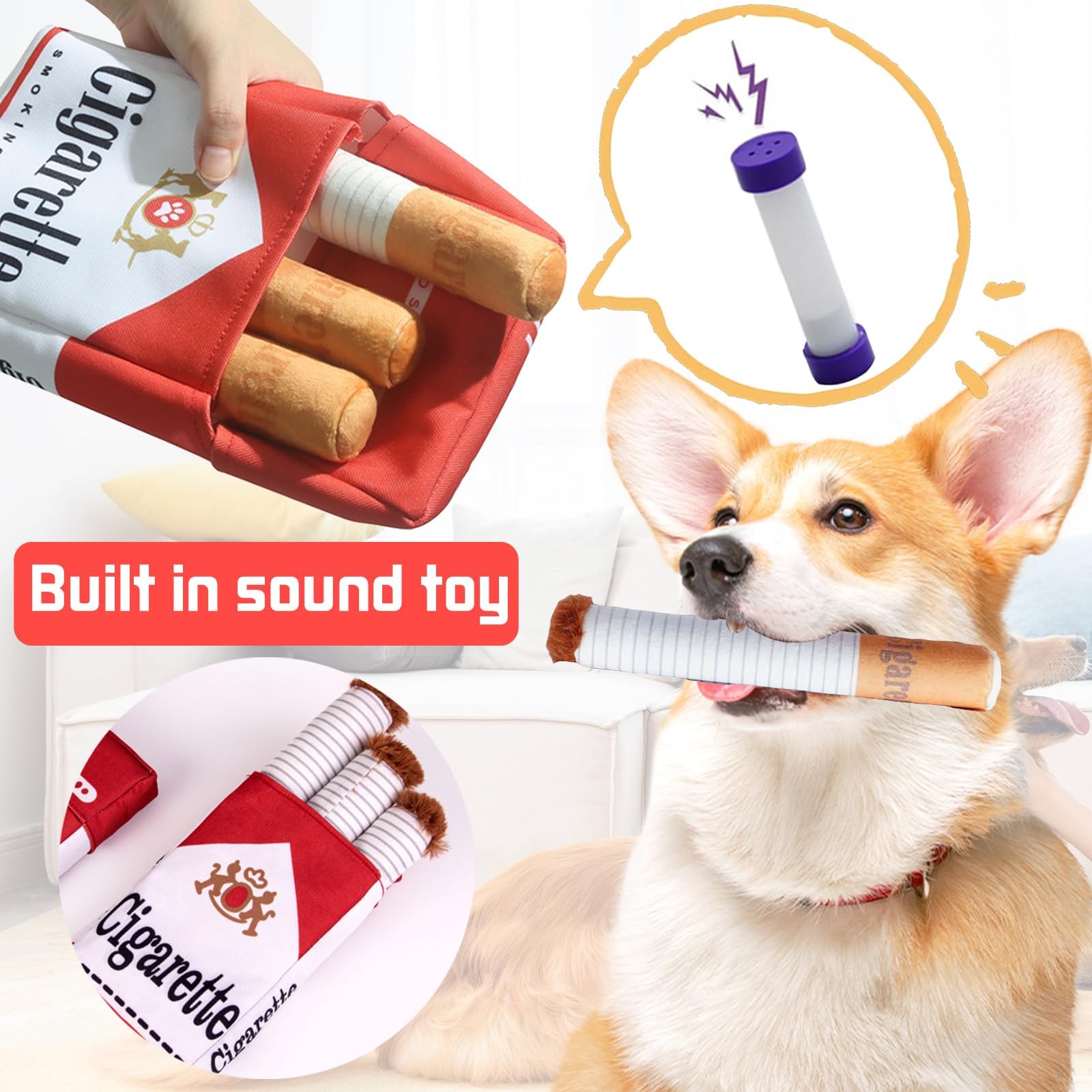 cigarette dog toy amazon 1 Vintage Smoking 1.5" Miniature Smokie Pet Vending Prize With Toy Cigarettes Cigarette Dog Toys Realistic Funny